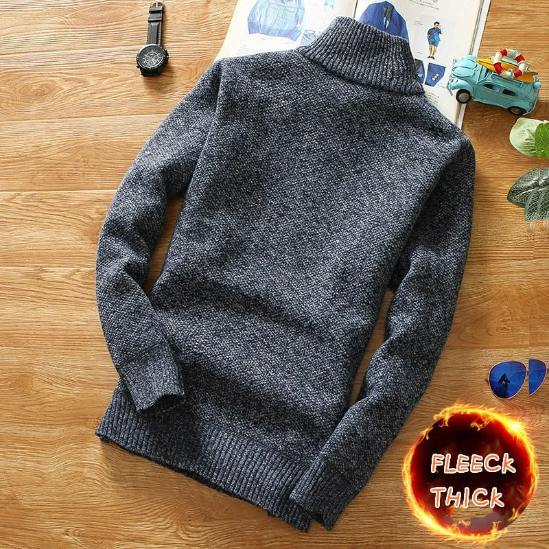 Men's Fleece Thicker Sweater Half Zipper Turtleneck Warm Pullover