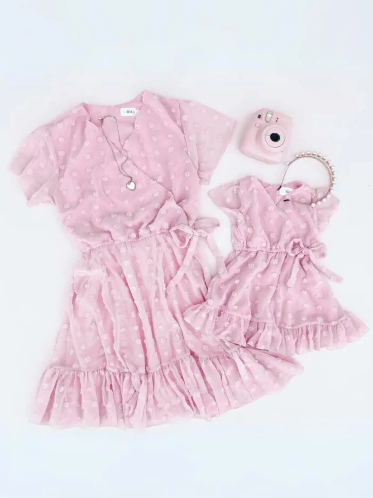 Mommy and Me Pom Pom Bubble Chiffon Dress