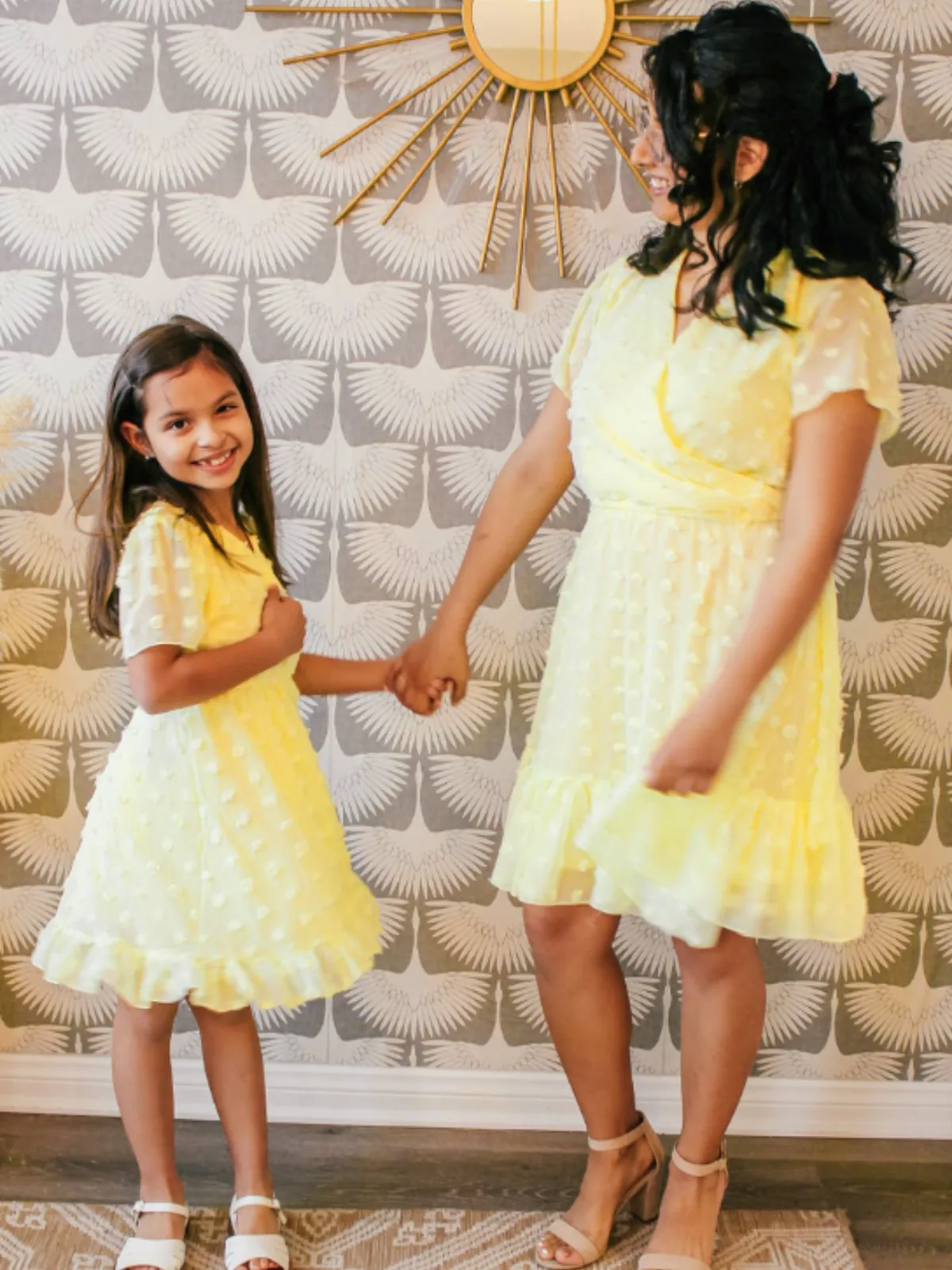 Mommy and Me Pom Pom Bubble Chiffon Dress