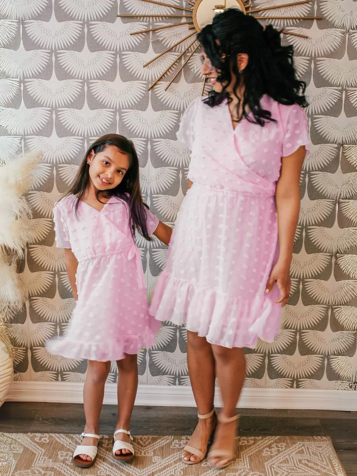 Mommy and Me Pom Pom Bubble Chiffon Dress