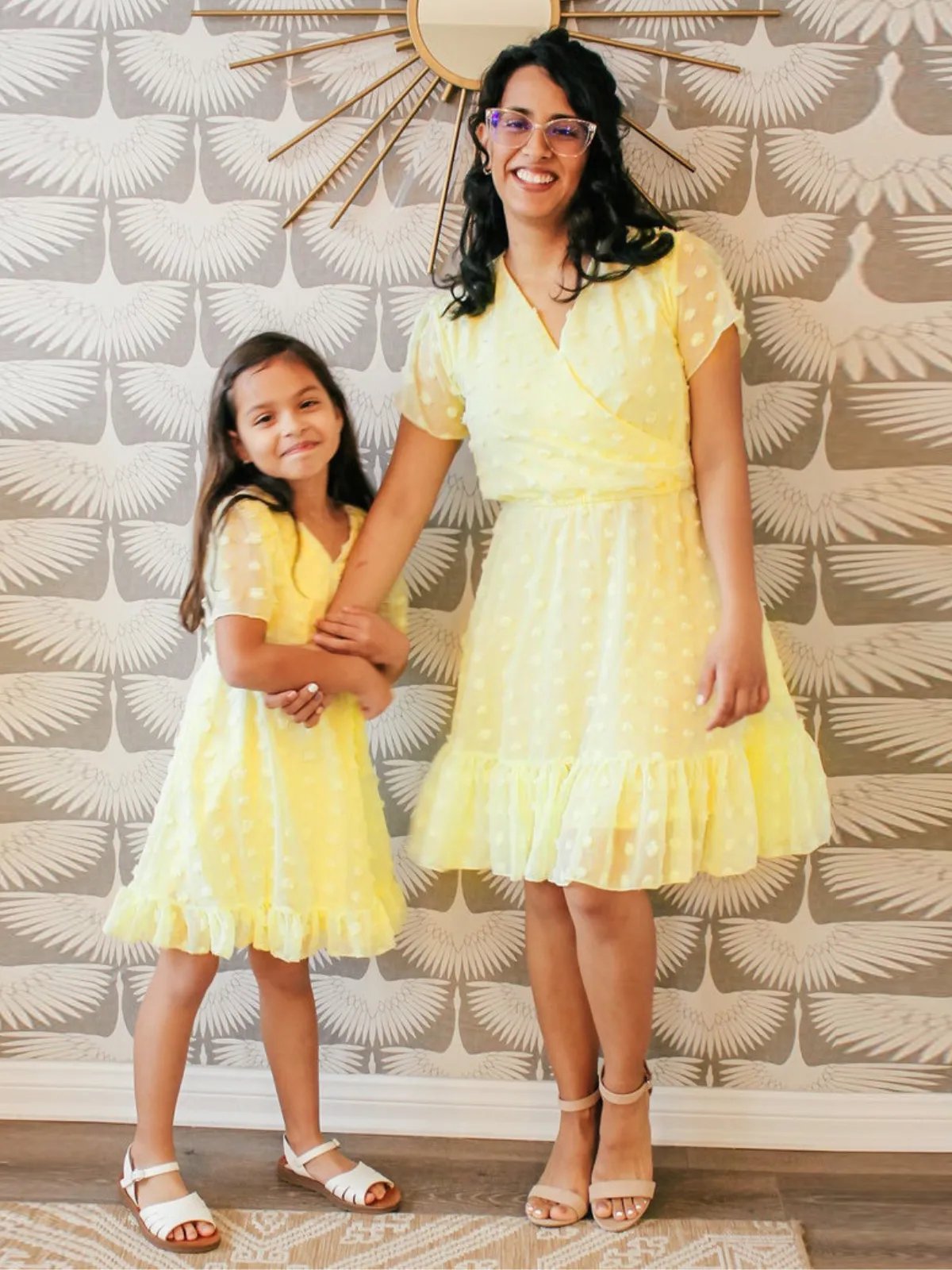 Mommy and Me Pom Pom Bubble Chiffon Dress