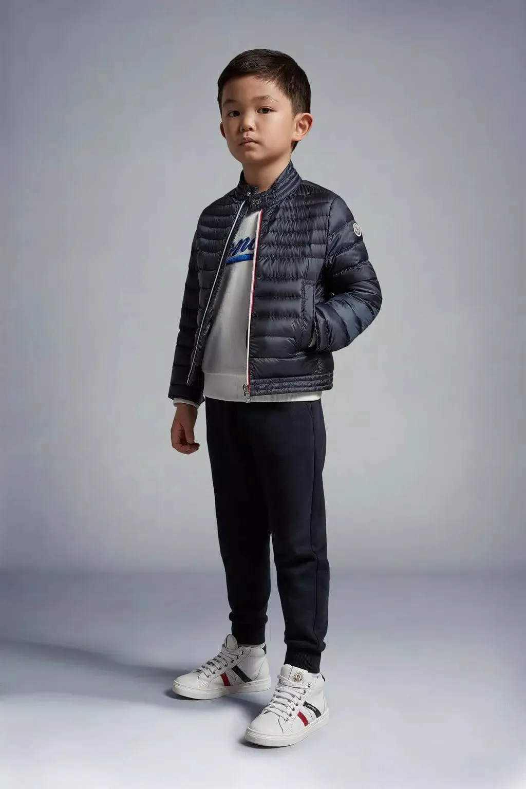 Moncler Enfant Boys Down Padded Urzay Biker Jacket in Navy