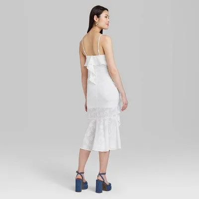 New - Women's Ruffle Midi Dress - Wild Fable White XXS