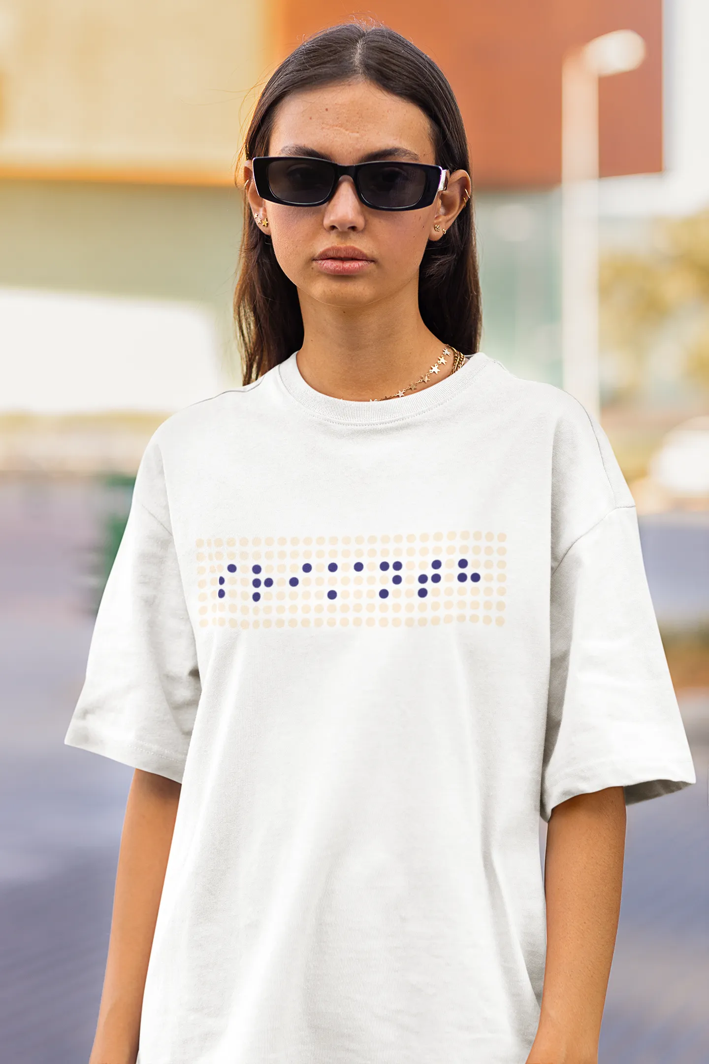 Official Srikanth Braille B/W Graphic Oversized T-Shirt