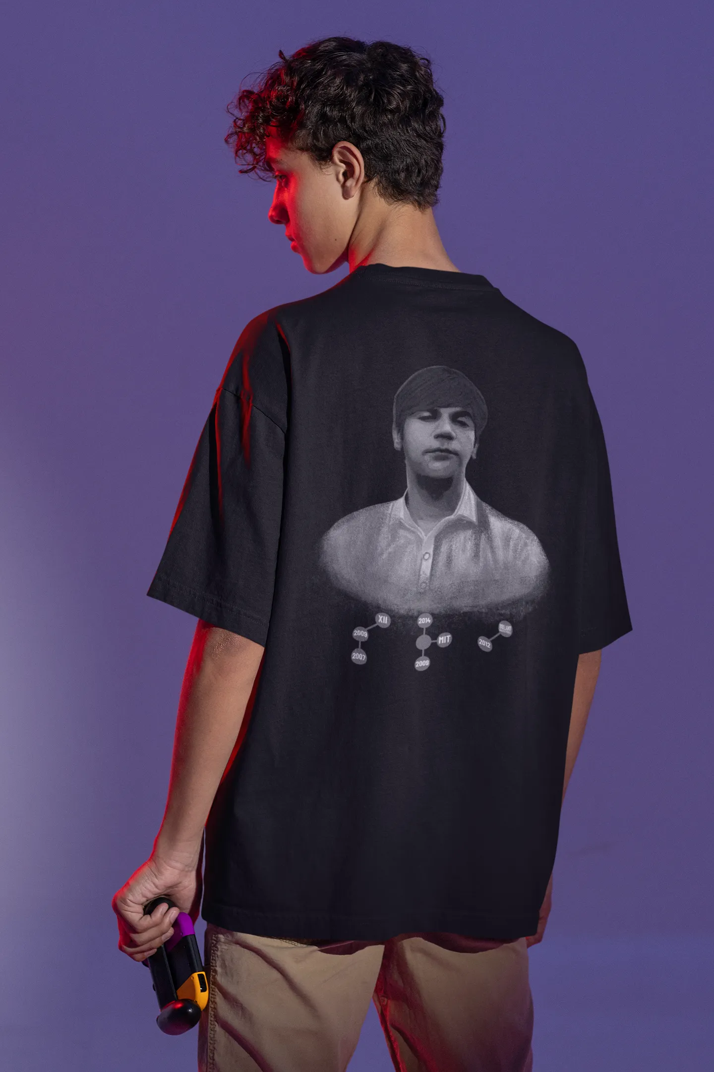 Official Srikanth Braille B/W Graphic Oversized T-Shirt