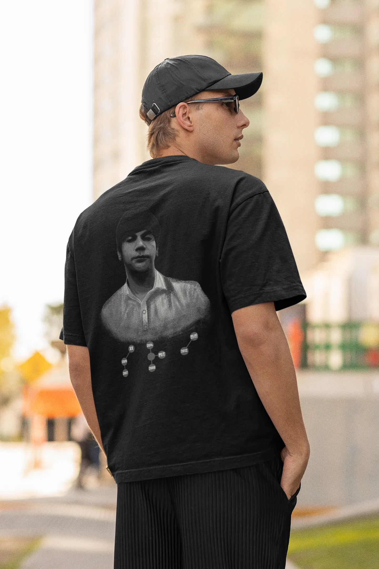 Official Srikanth Braille B/W Graphic Oversized T-Shirt