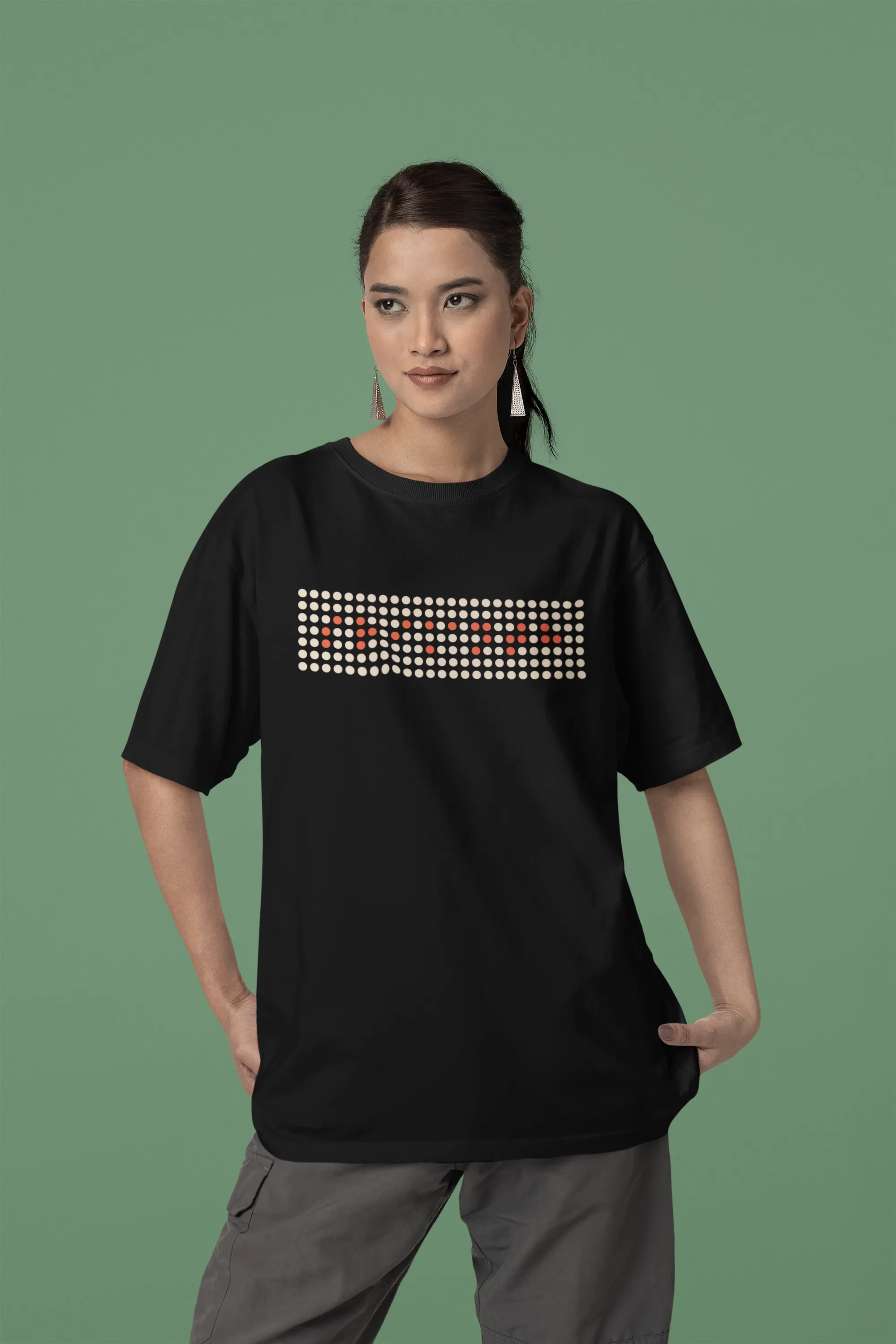 Official Srikanth Braille B/W Graphic Oversized T-Shirt