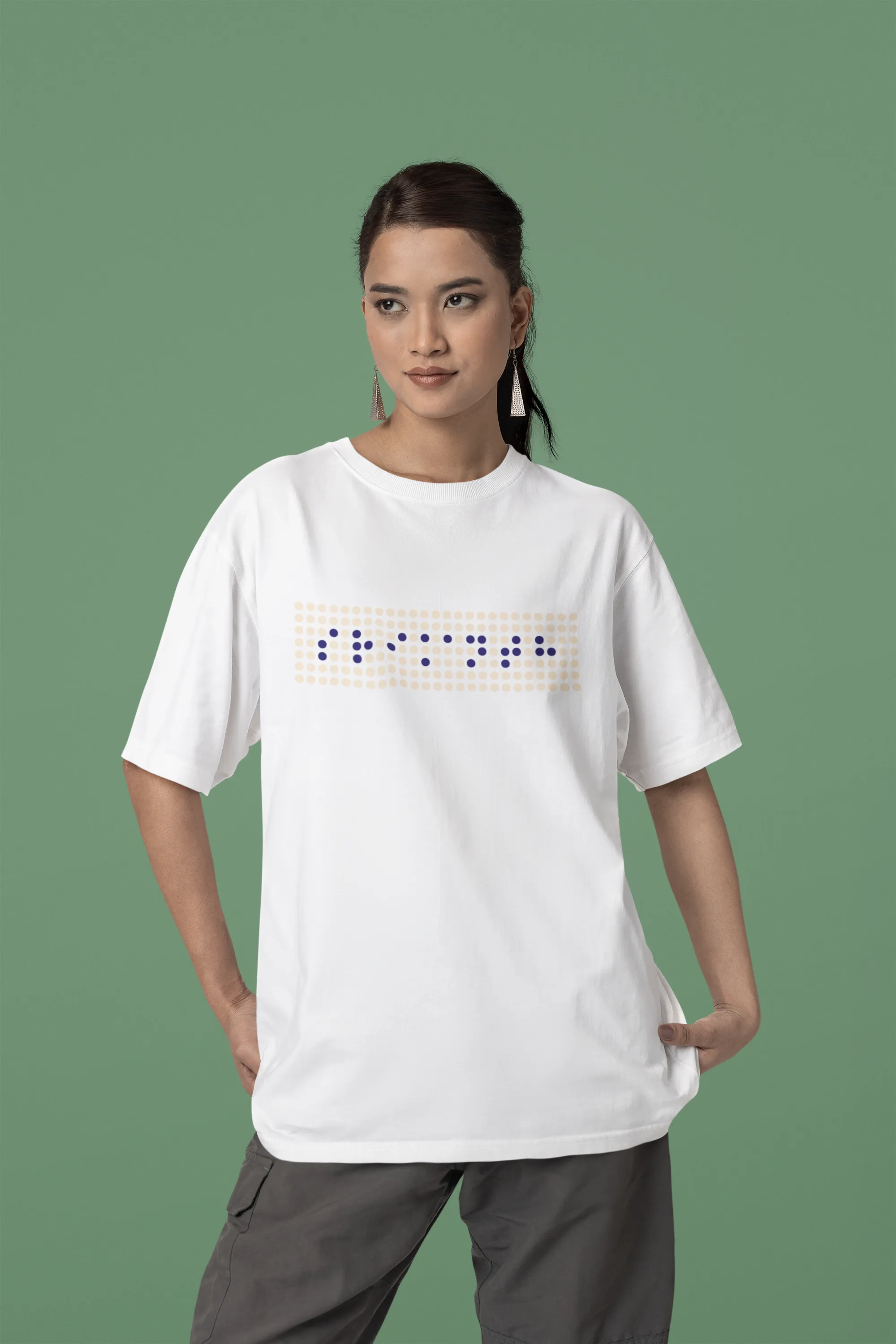 Official Srikanth Braille B/W Graphic Oversized T-Shirt