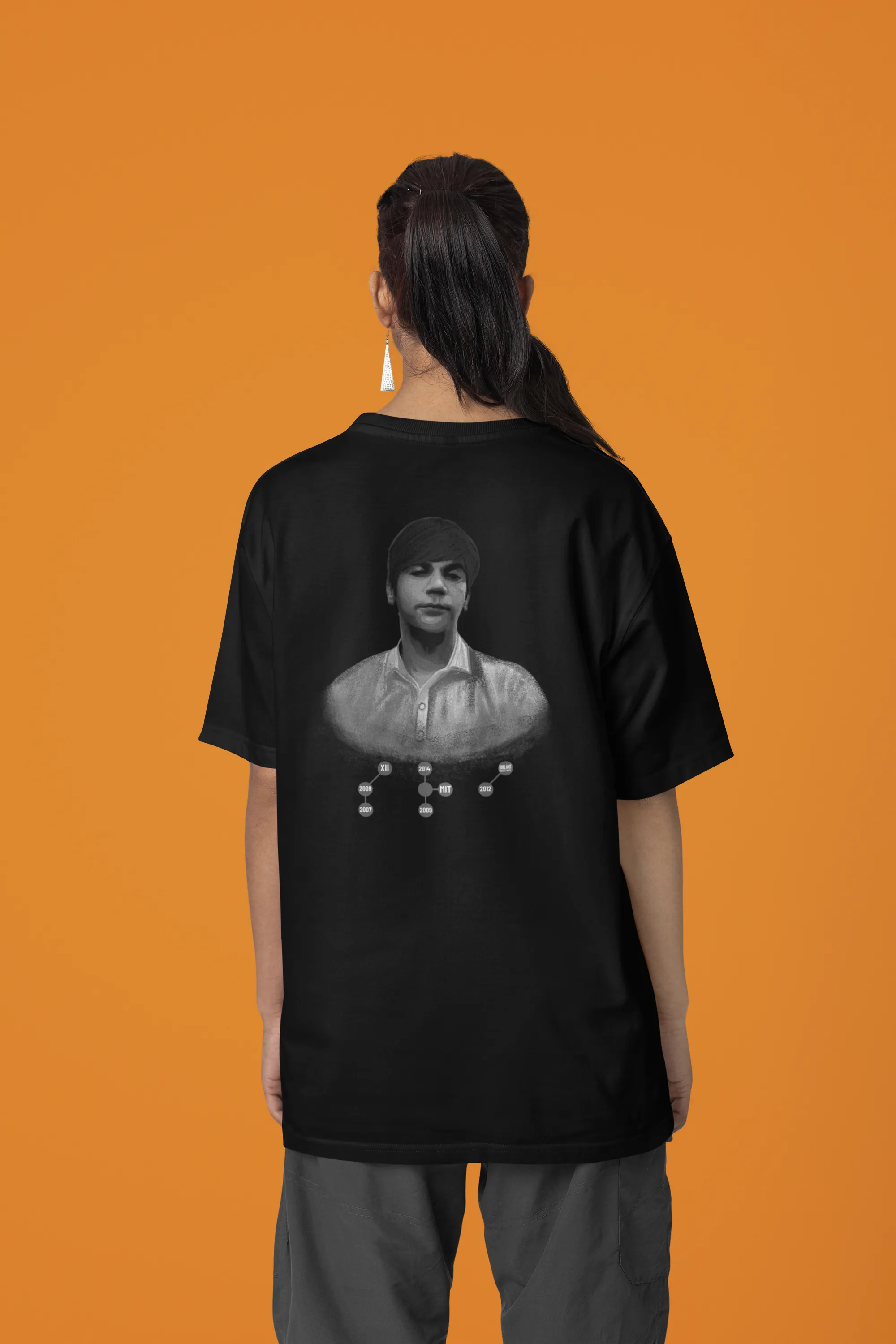 Official Srikanth Braille B/W Graphic Oversized T-Shirt