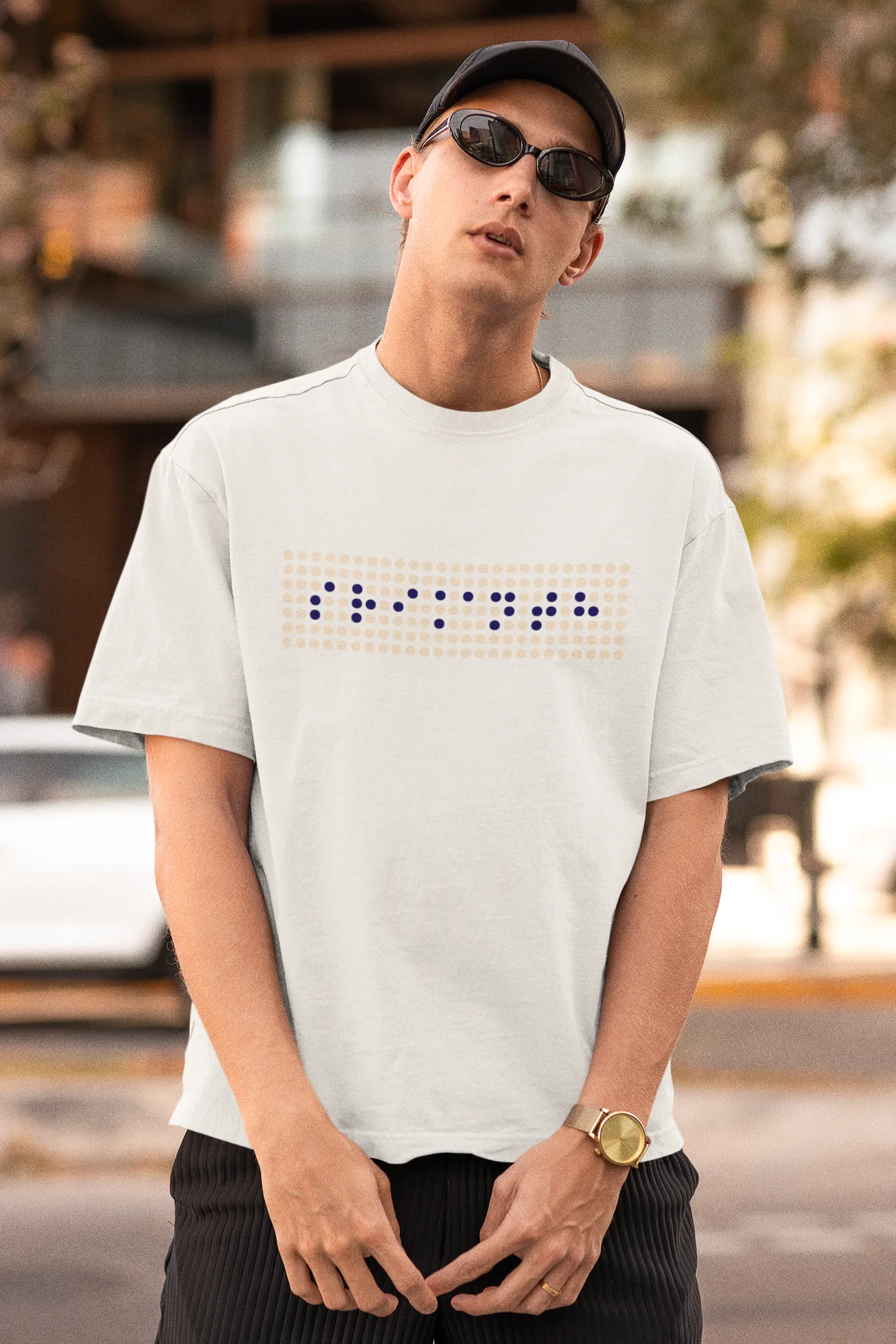 Official Srikanth Braille B/W Graphic Oversized T-Shirt