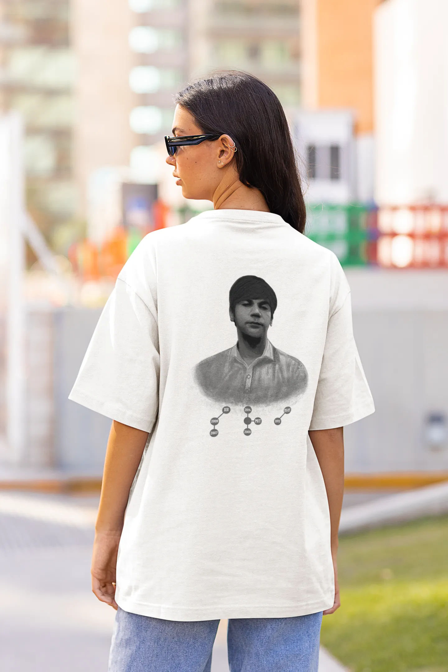 Official Srikanth Braille B/W Graphic Oversized T-Shirt