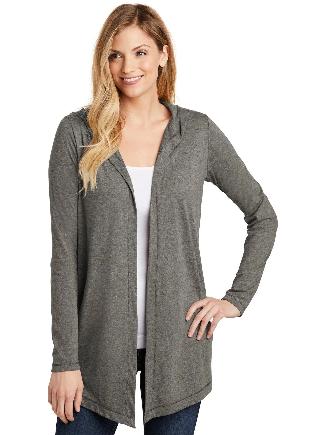 OUTLET-District Ladies Perfect Tri Hooded Cardigan