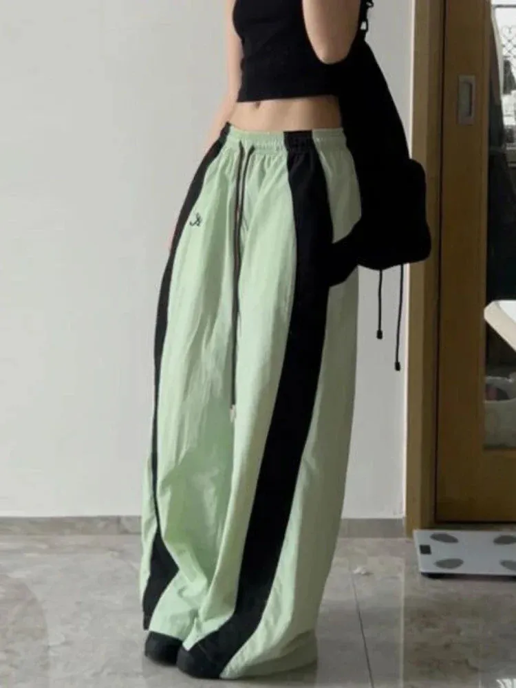 Oversized Contrast Stylish Stripe Parachute Pants