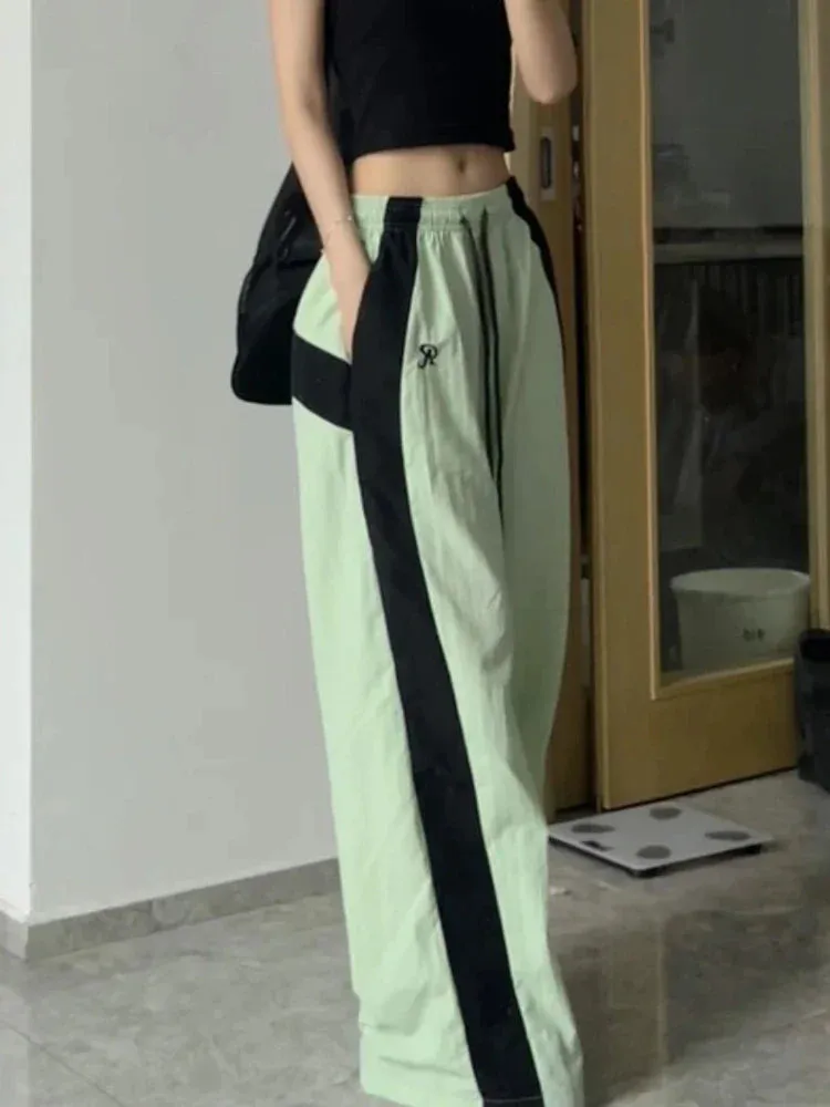 Oversized Contrast Stylish Stripe Parachute Pants