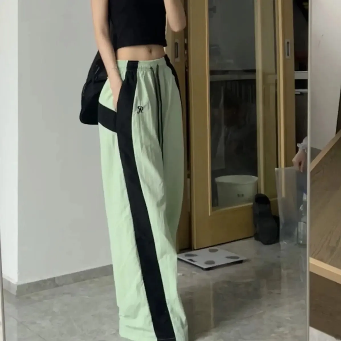 Oversized Contrast Stylish Stripe Parachute Pants