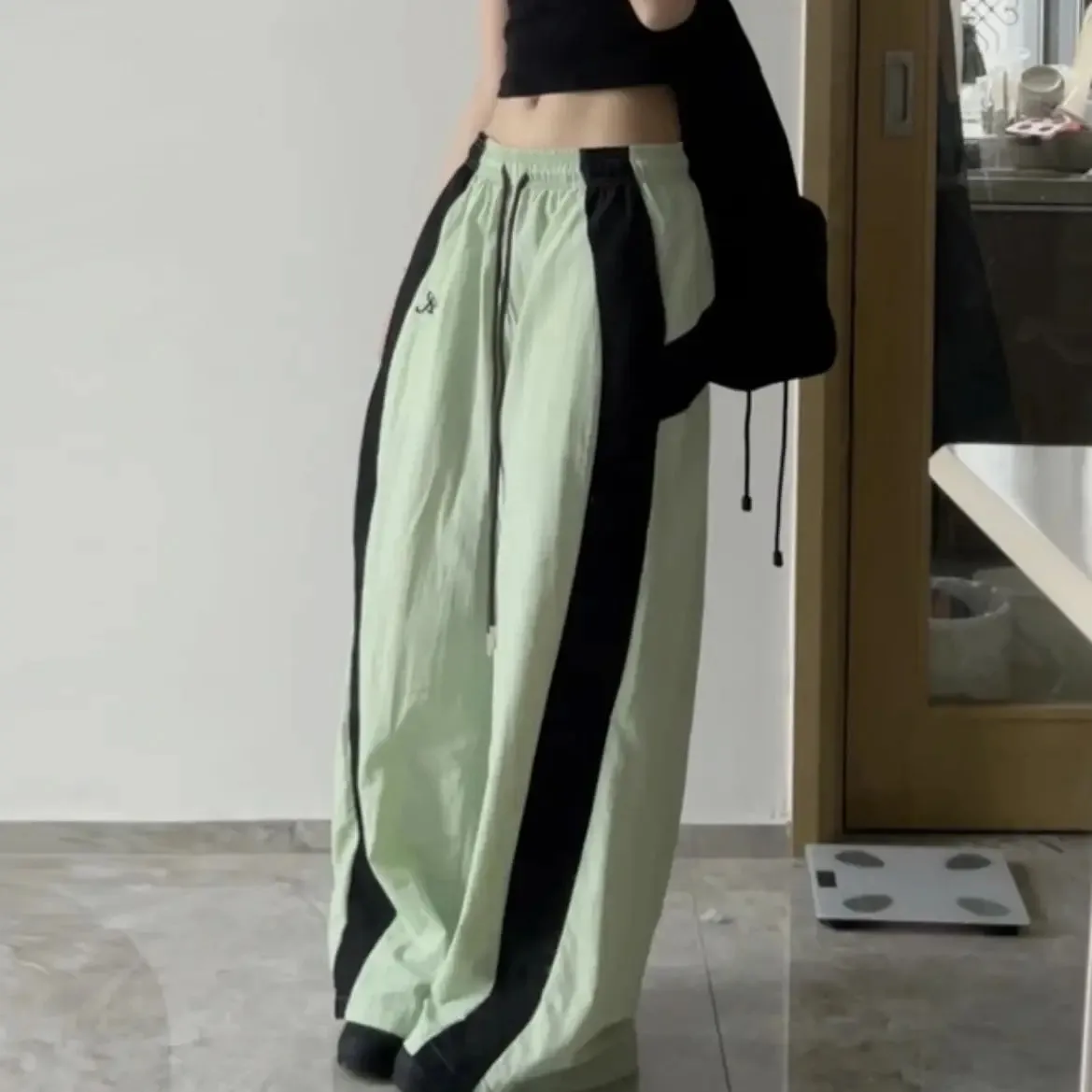 Oversized Contrast Stylish Stripe Parachute Pants