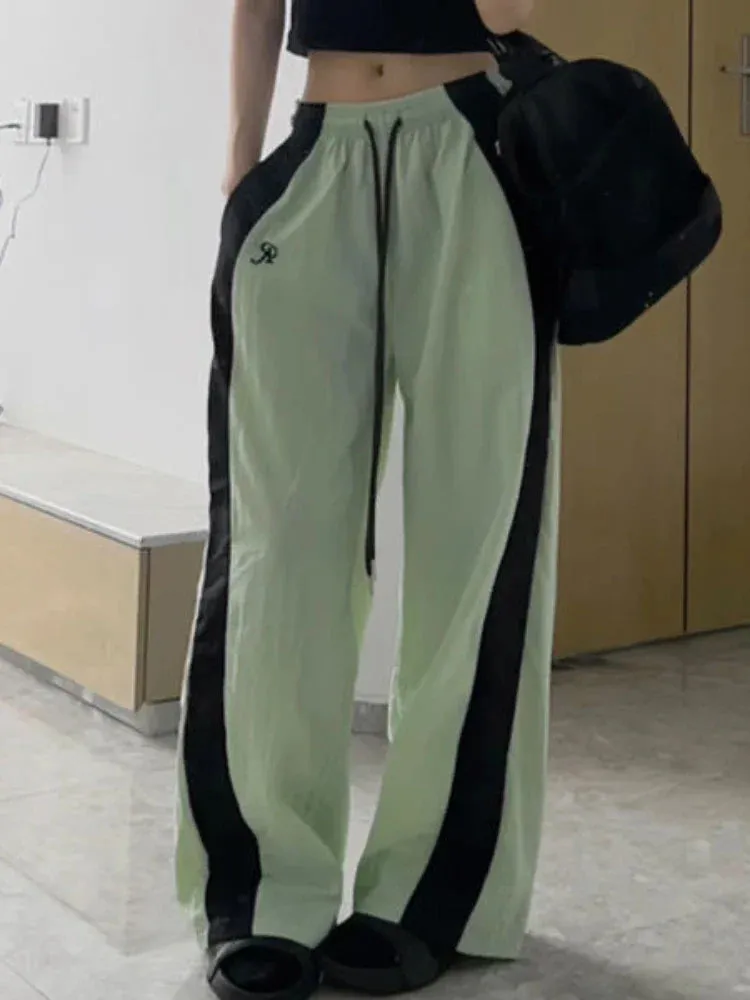 Oversized Contrast Stylish Stripe Parachute Pants