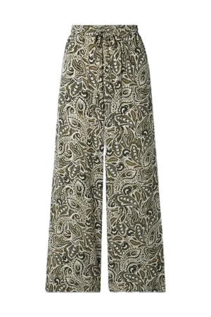 Paisley-Print Silk Crepe De Chine Wide-Leg Pants