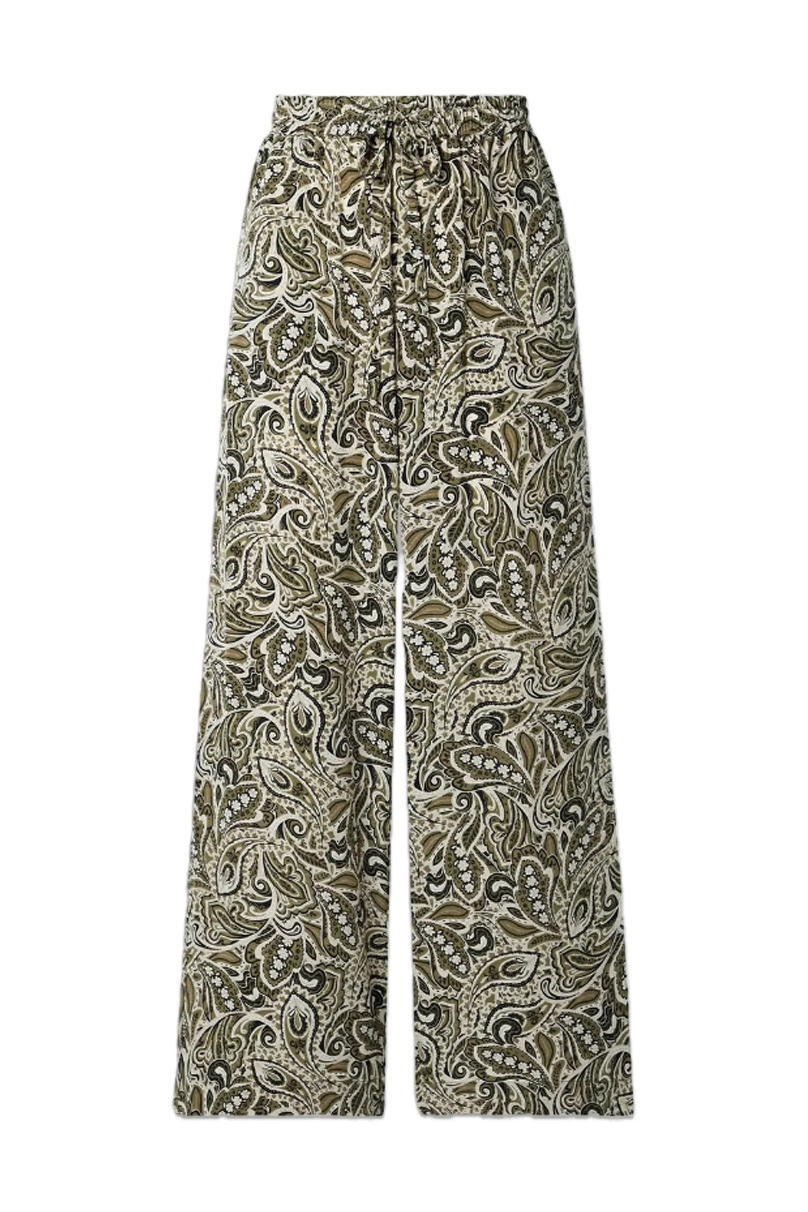 Paisley-Print Silk Crepe De Chine Wide-Leg Pants