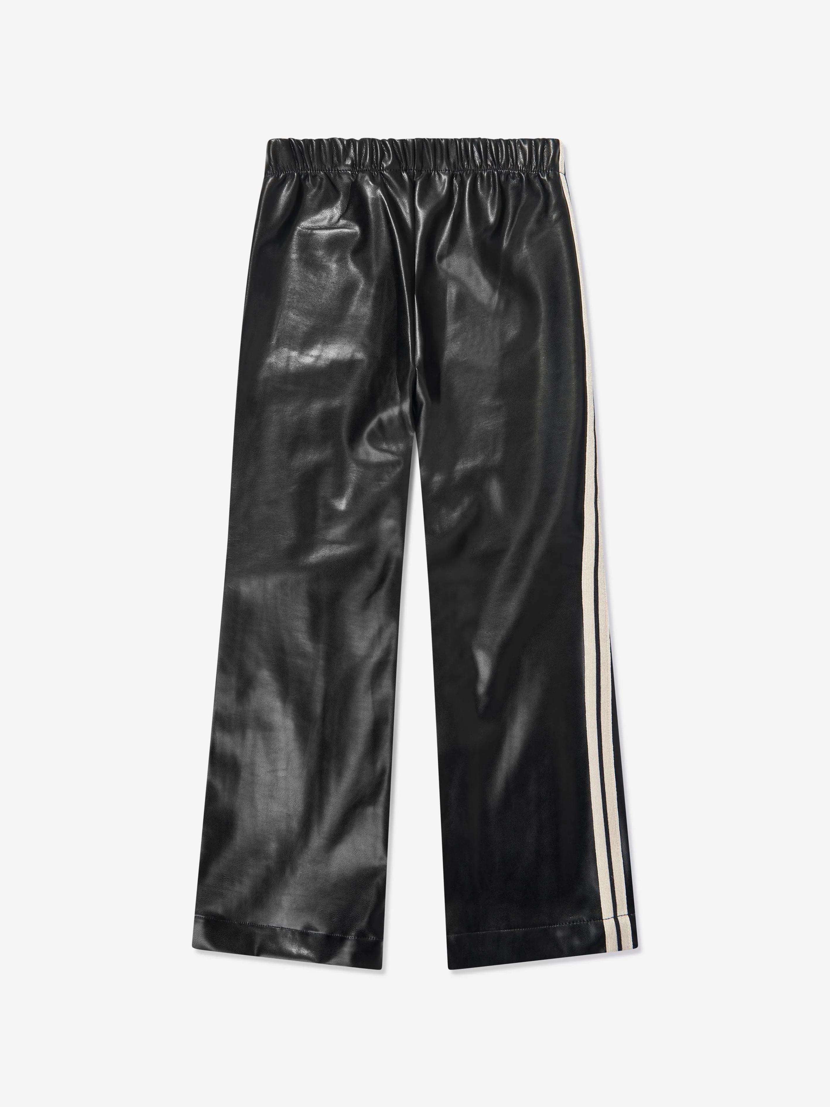 Palm Angels Girls Coated Track Flare Pants in Black