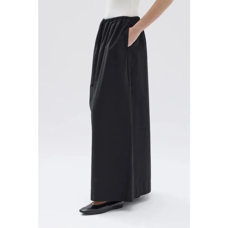 Philipa Poplin Midi Skirt | Black