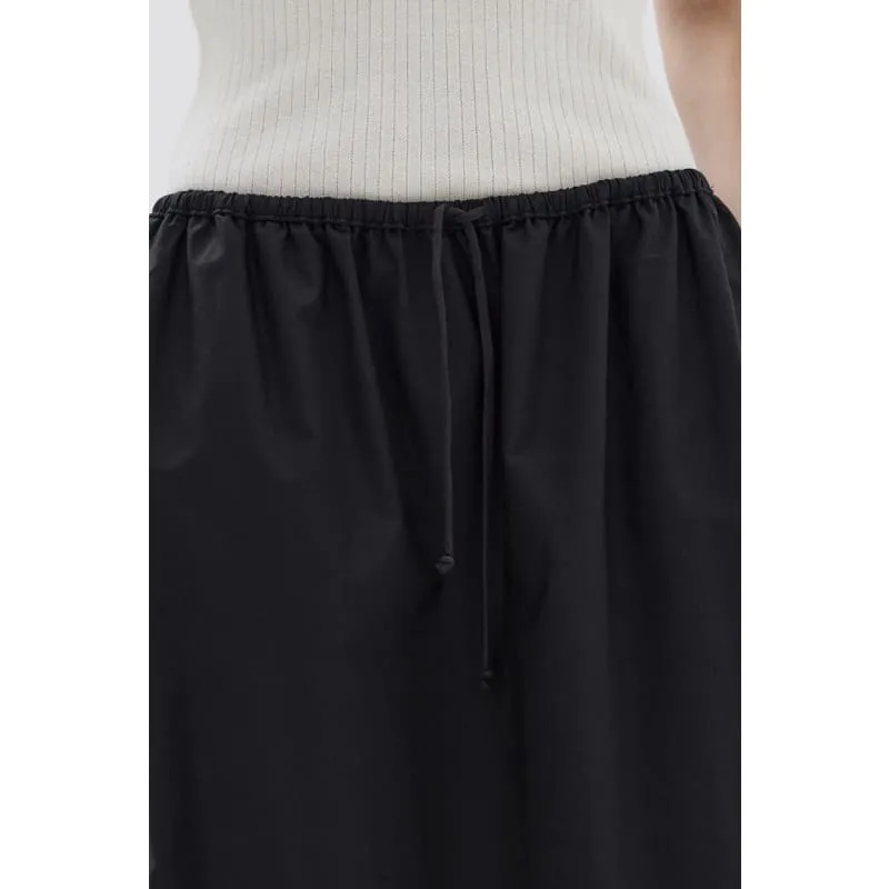 Philipa Poplin Midi Skirt | Black