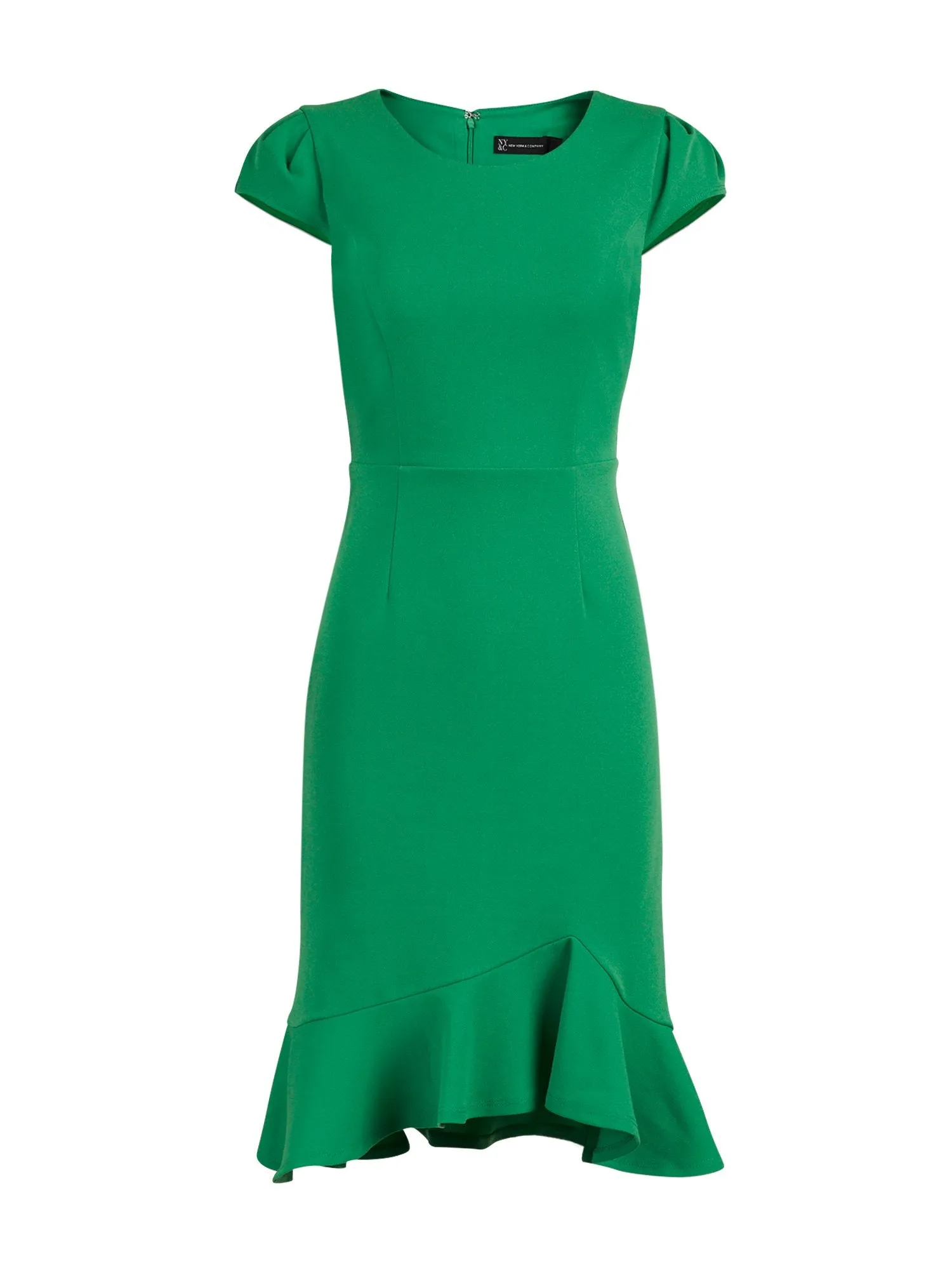 Puff-Sleeve Flounced Sheath Dress - Magic Crepe®