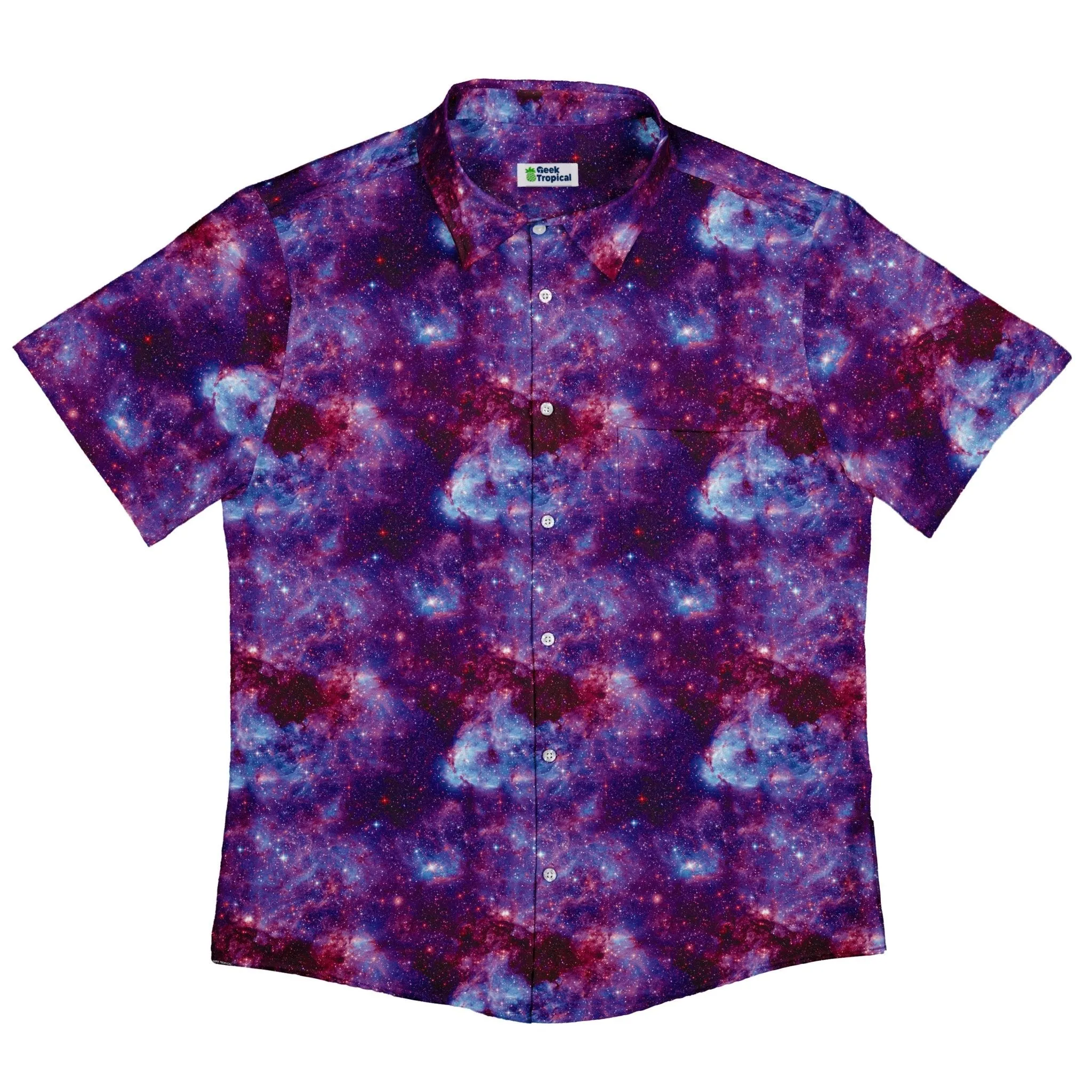 Purple Nebula Space Button Up Shirt