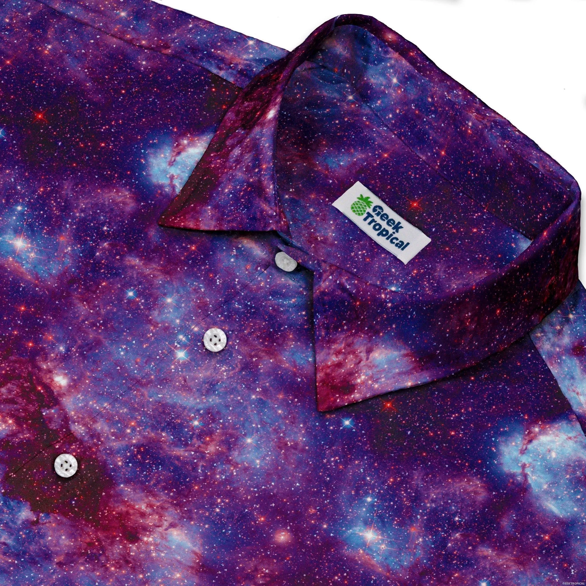 Purple Nebula Space Button Up Shirt