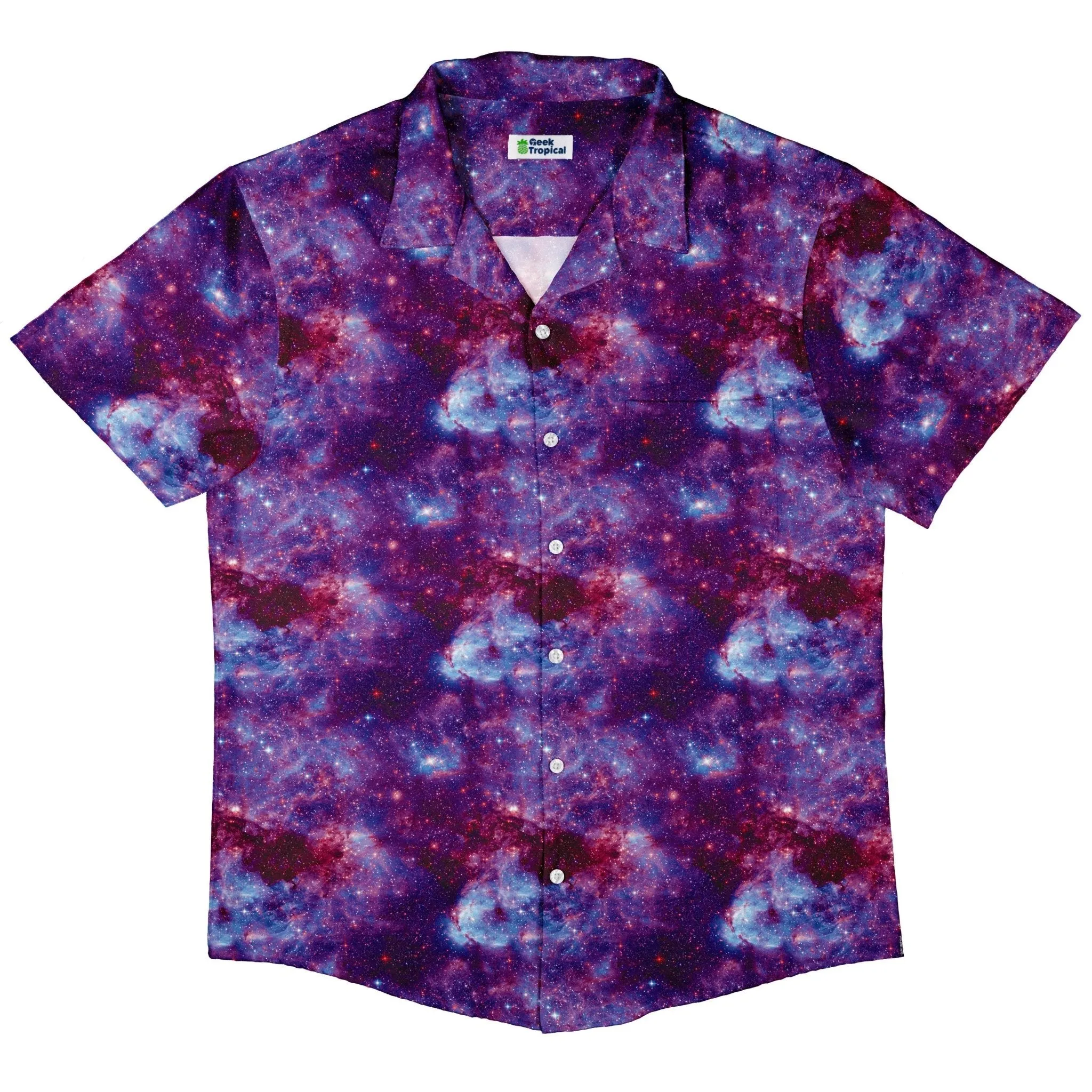 Purple Nebula Space Button Up Shirt