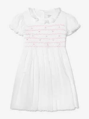 Rachel Riley Girls Swiss Dot Smocked Dress in Ivory