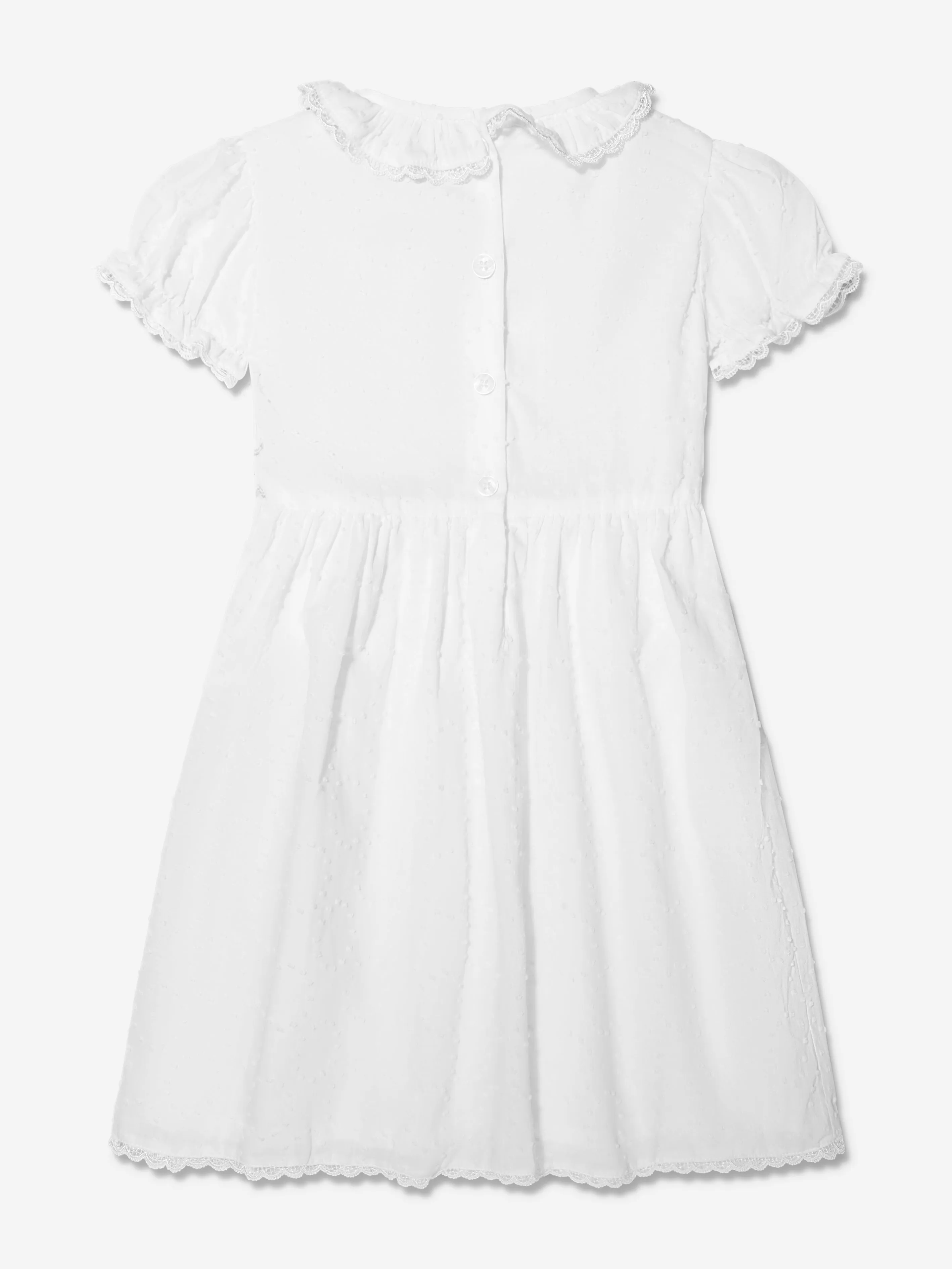 Rachel Riley Girls Swiss Dot Smocked Dress in Ivory