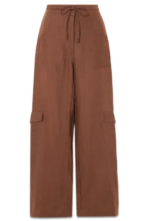 Relais Belted Linen Straight-leg Pants