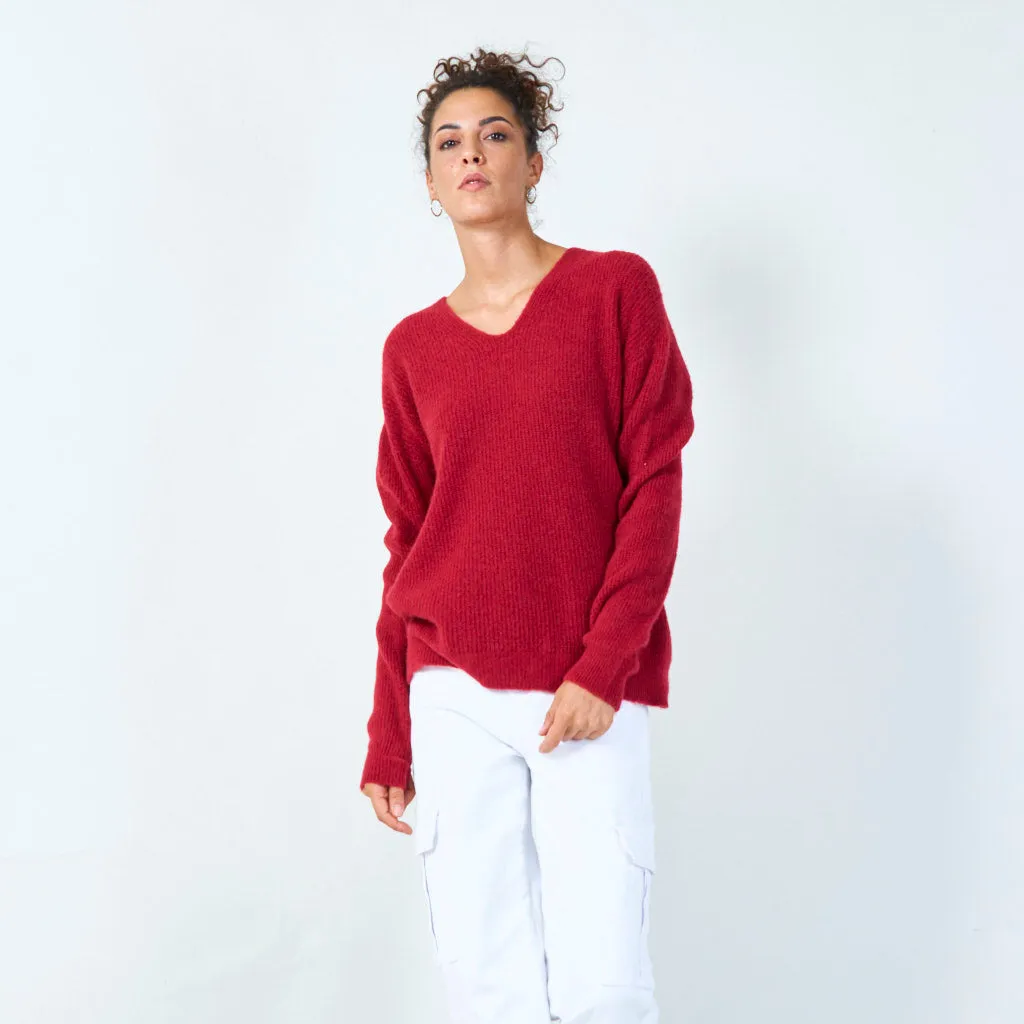 Ribbed v-neck sweater wholesale