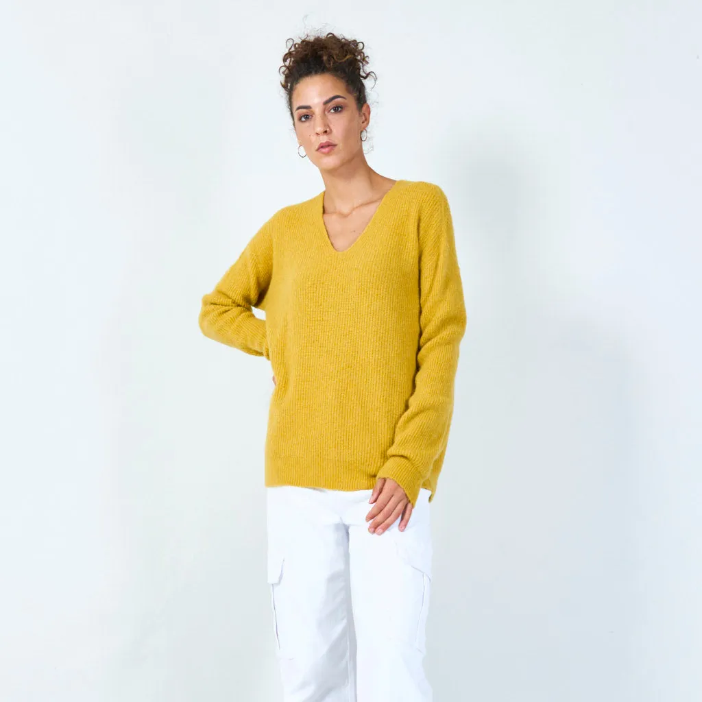 Ribbed v-neck sweater wholesale