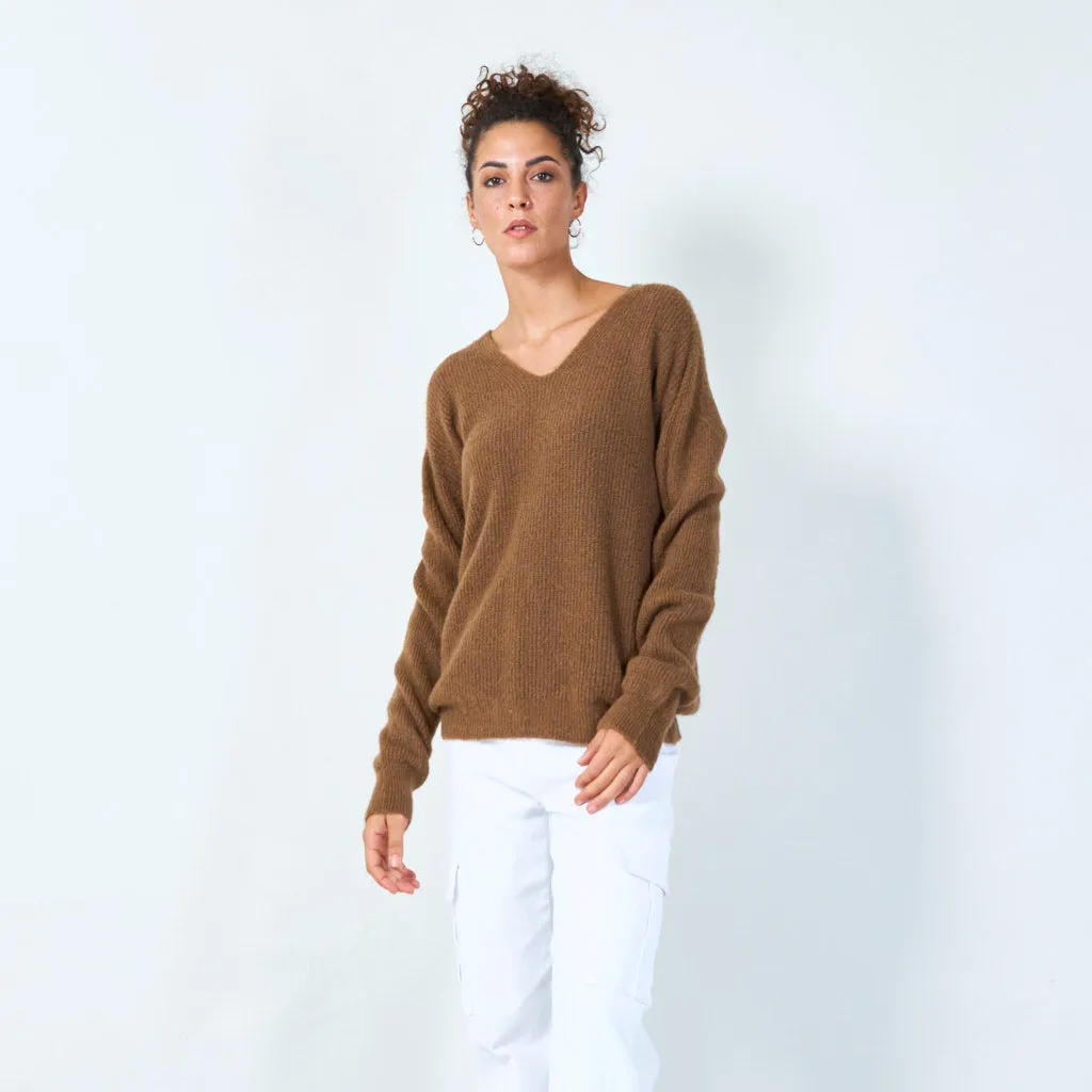 Ribbed v-neck sweater wholesale