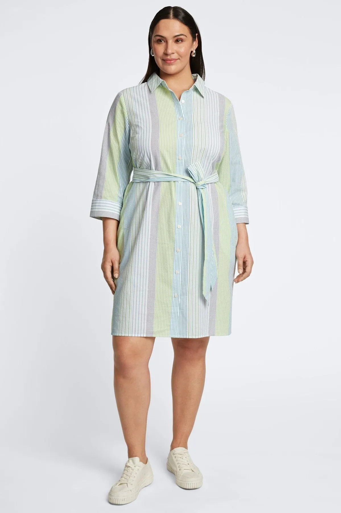 Rocca Plus Seersucker Stripe Dress