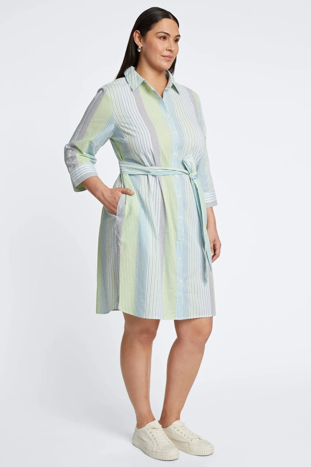 Rocca Plus Seersucker Stripe Dress