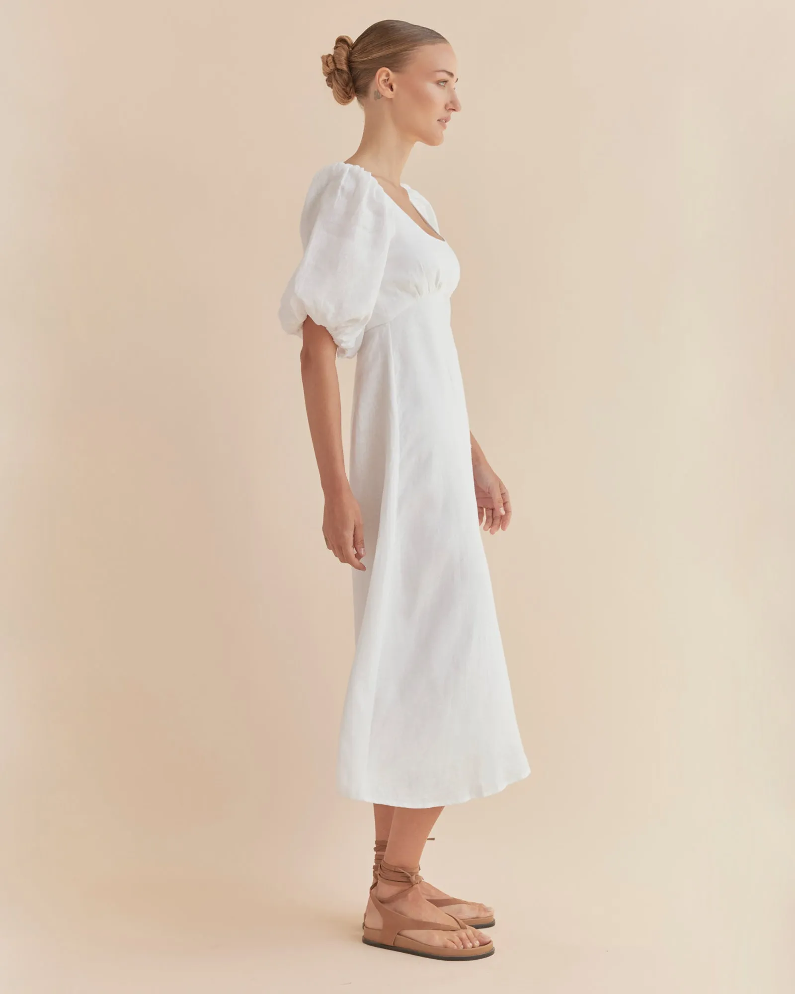 Romilly Linen Midi Dress - White