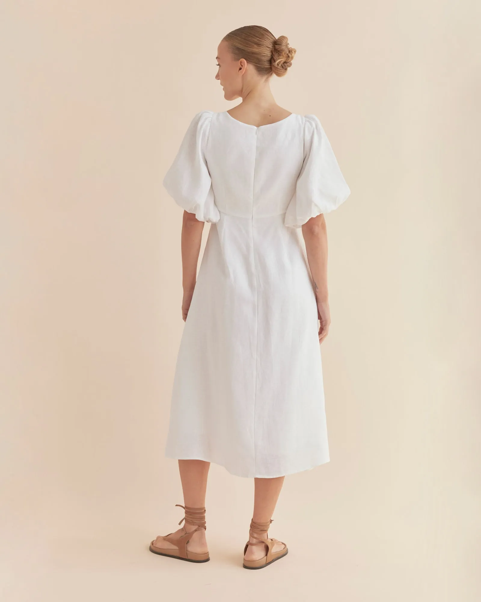 Romilly Linen Midi Dress - White