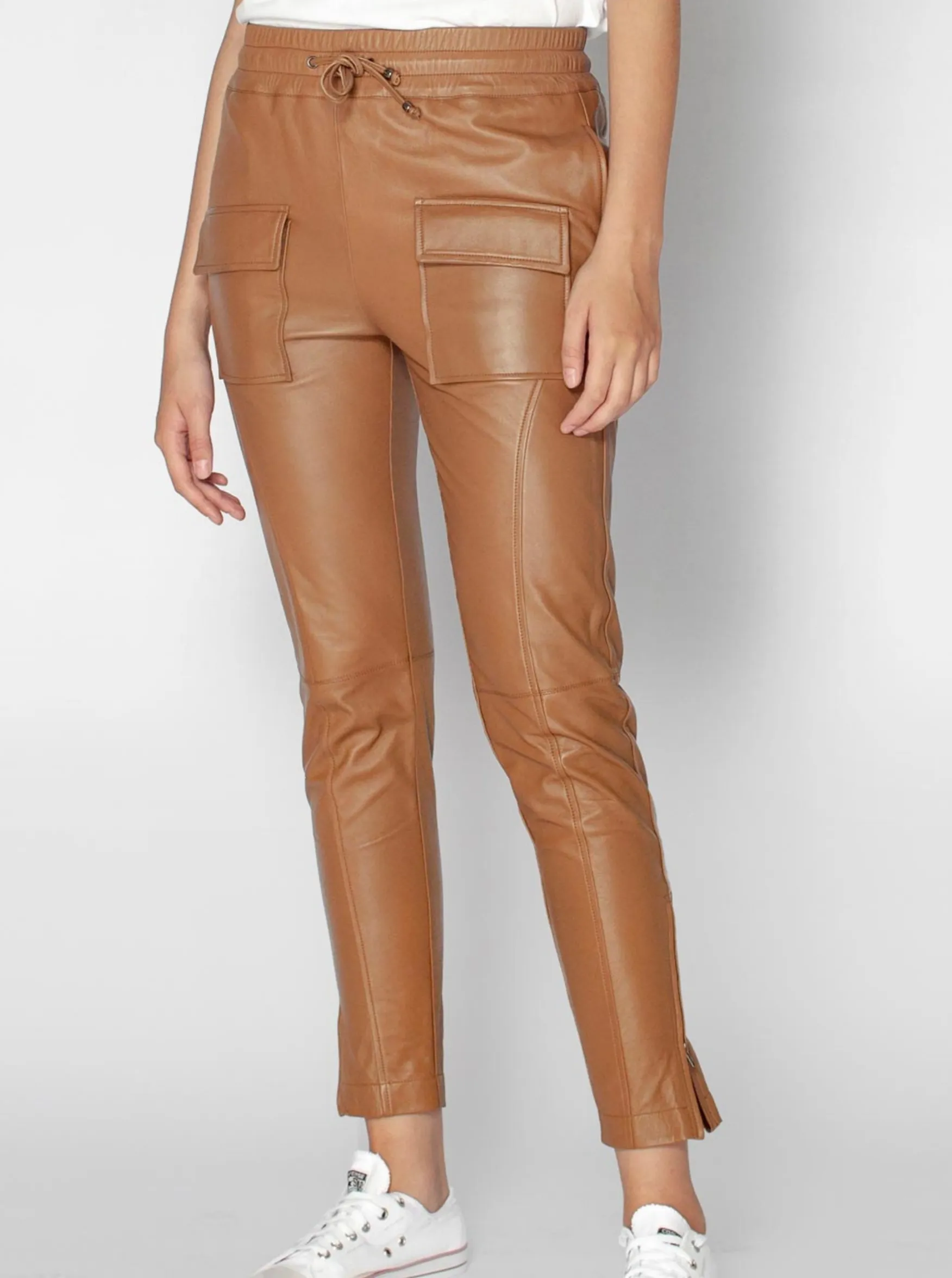 RYDER LEATHER CARGO PANT - CARAMEL