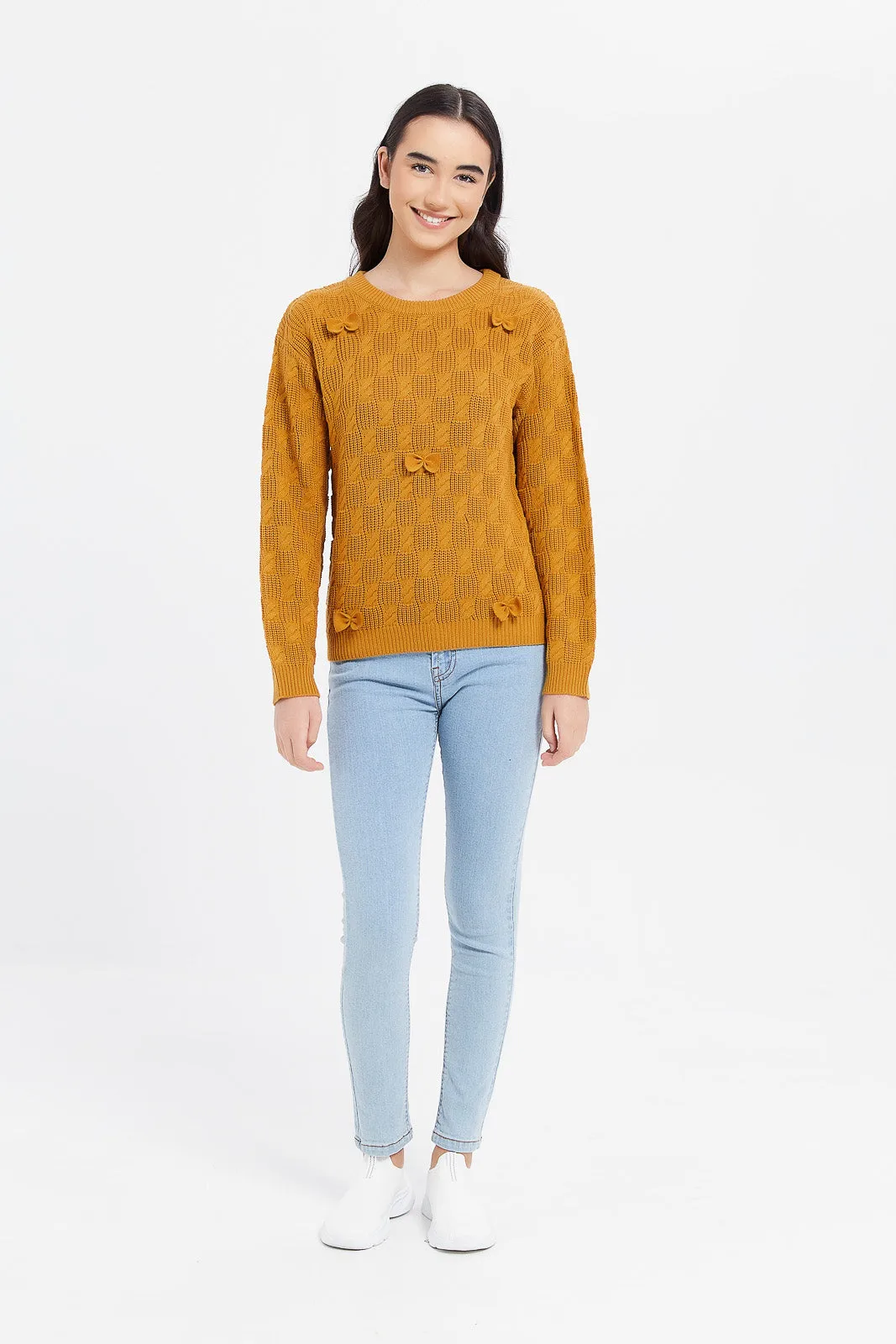 Senior Girls Mustard Bow Pullover