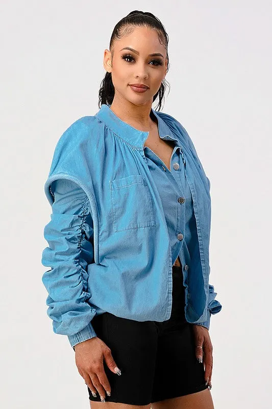 Sky High Style: The Puffed Denim Jacket