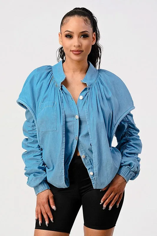 Sky High Style: The Puffed Denim Jacket