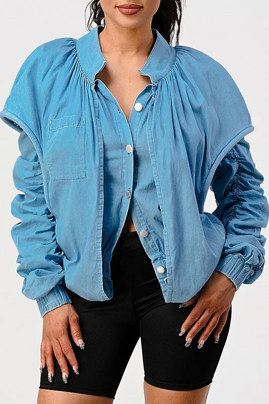 Sky High Style: The Puffed Denim Jacket