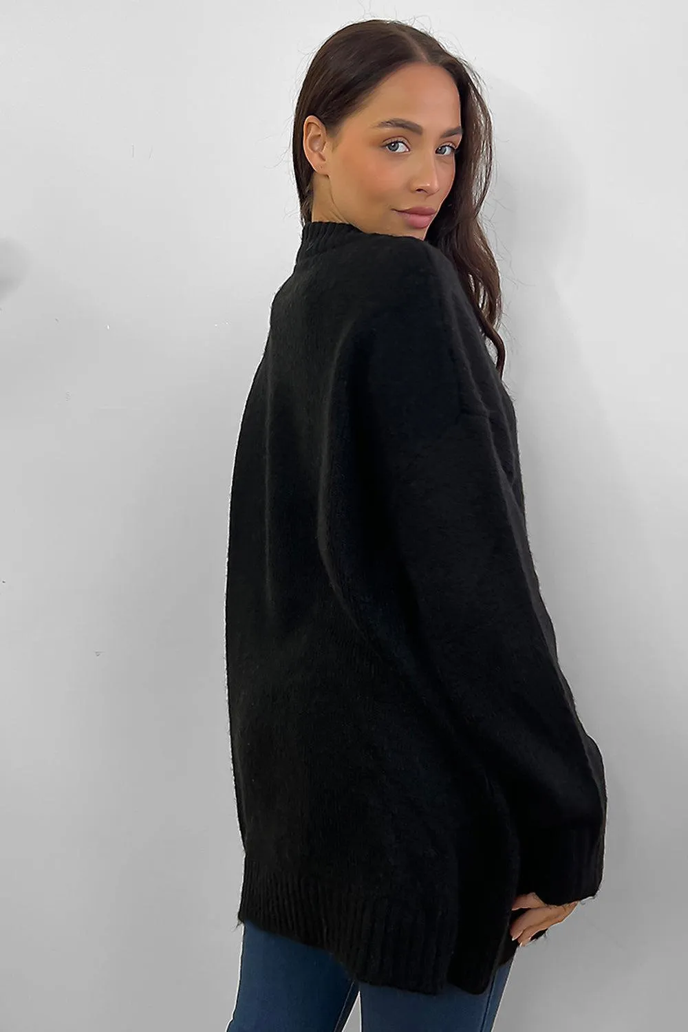 Soft Knit Ribbed Neckline Oversized Pullover