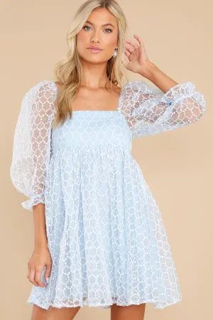 Sweet Air Light Blue Floral Eyelet Dress