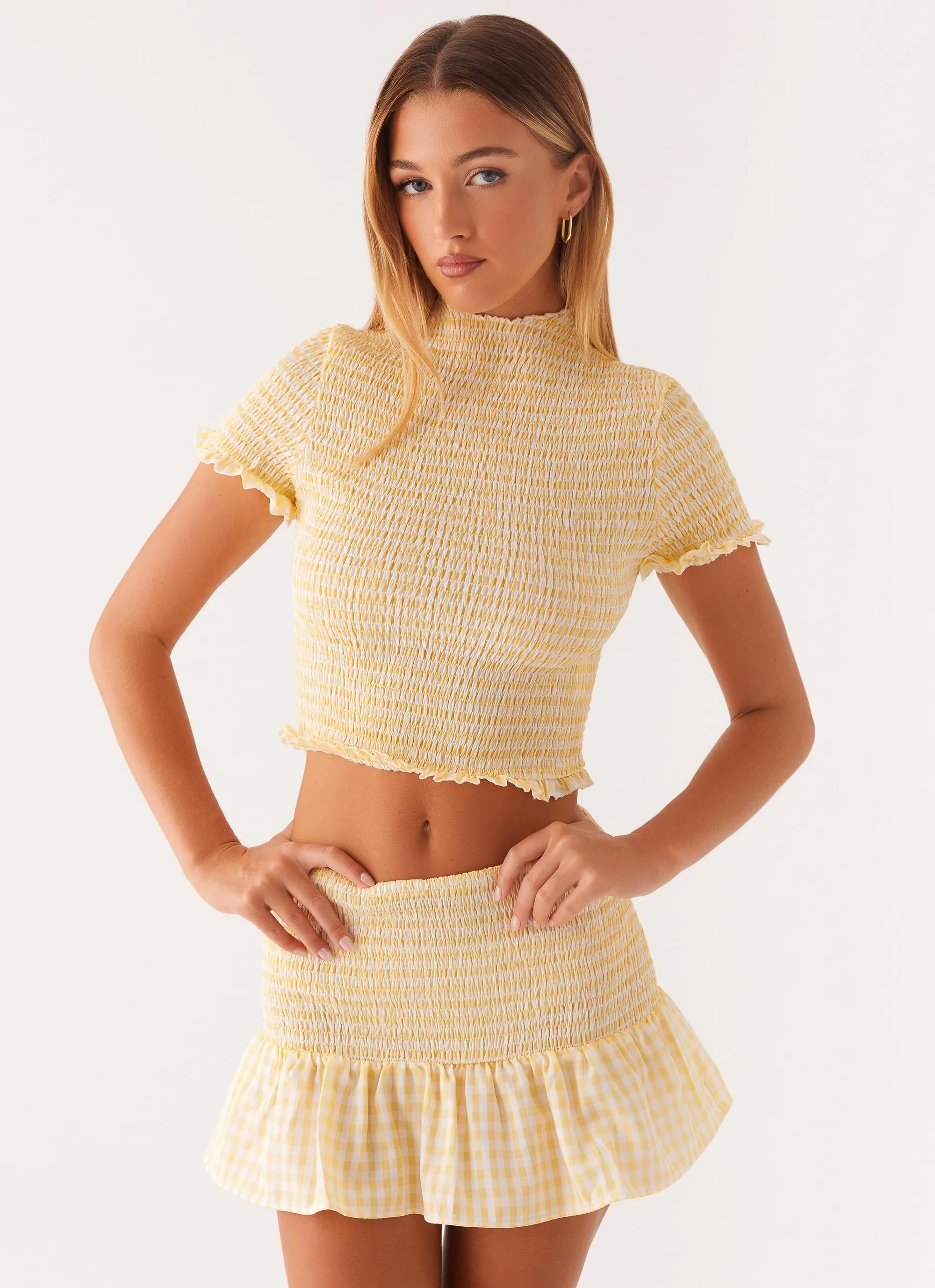 Sweetest Pie Mini Skirt - Yellow Gingham