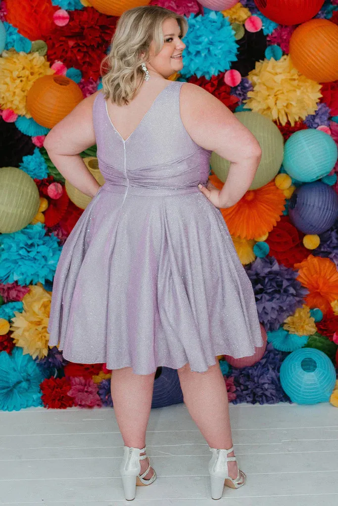 Sydney's Closet SC8117 Size 26 Orchid Homecoming Dress V Neckline Cocktail Dress Plus Sized