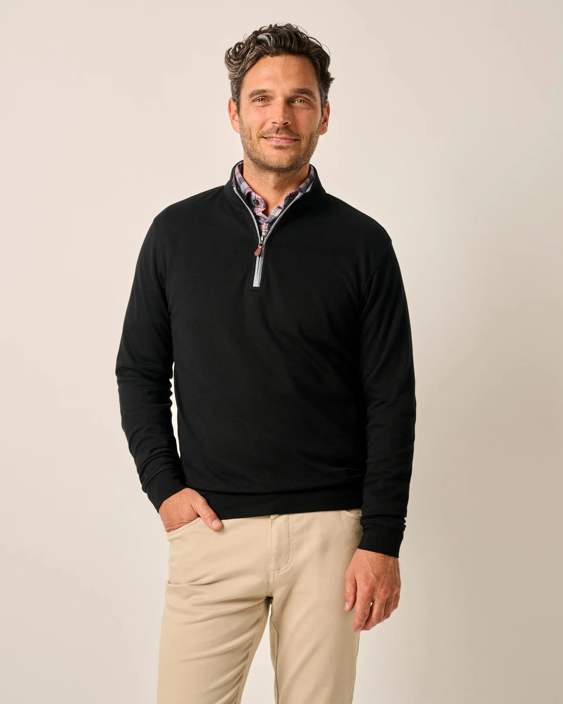 The Sully 1/4 Zip Pullover in Black by Johnnie-O